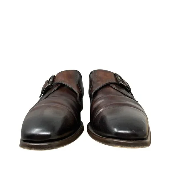 Magnanni Loafers Mens 11 Brown Leather Marco II Monk Strap Buckle Dress Shoes